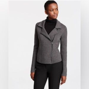 New with tags Anne Taylor Wool Full Zip Gray Sweater  XSP. Moto Sweater Jacket